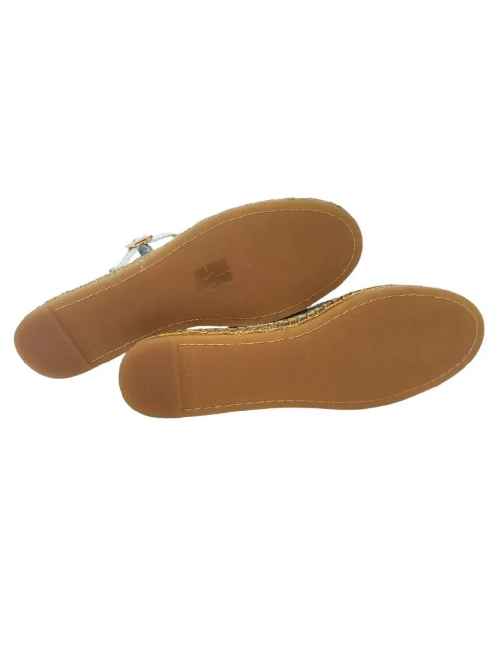 Tory Burch Metallic Silver Mary Jane Espadrille Flats Leather